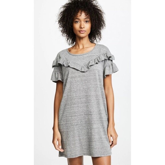 Paige Gray Adalie Boho Ruffle Shirt Mini Dress Pockets Womens Size Large - Picture 2 of 9